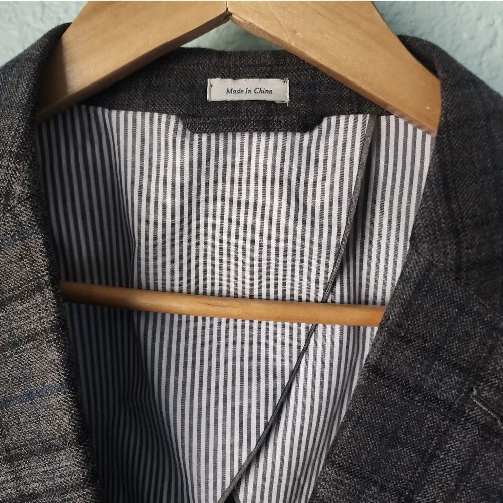 Peter Millar Gray And Blue Sport Coat with Notched Lapel Tag For Info Only